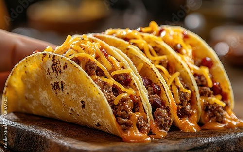 Delicious Ground Beef Tacos with Melted Cheddar Cheese: A Culinary Delight photo