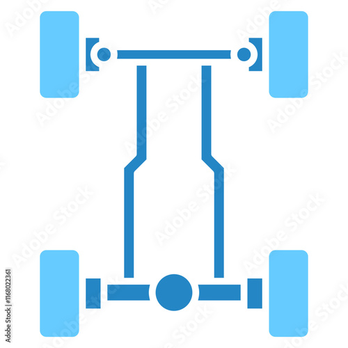 Axle dual tone blue color icon. use for modern concept, print, UI, UX kit, web and app development. Vector EPS 10, related to car service, auto garage, car spare part.