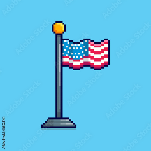 Pixel art American Flag game asset design