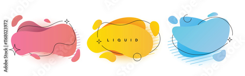 Set of abstract gradient fluid or blob shapes design