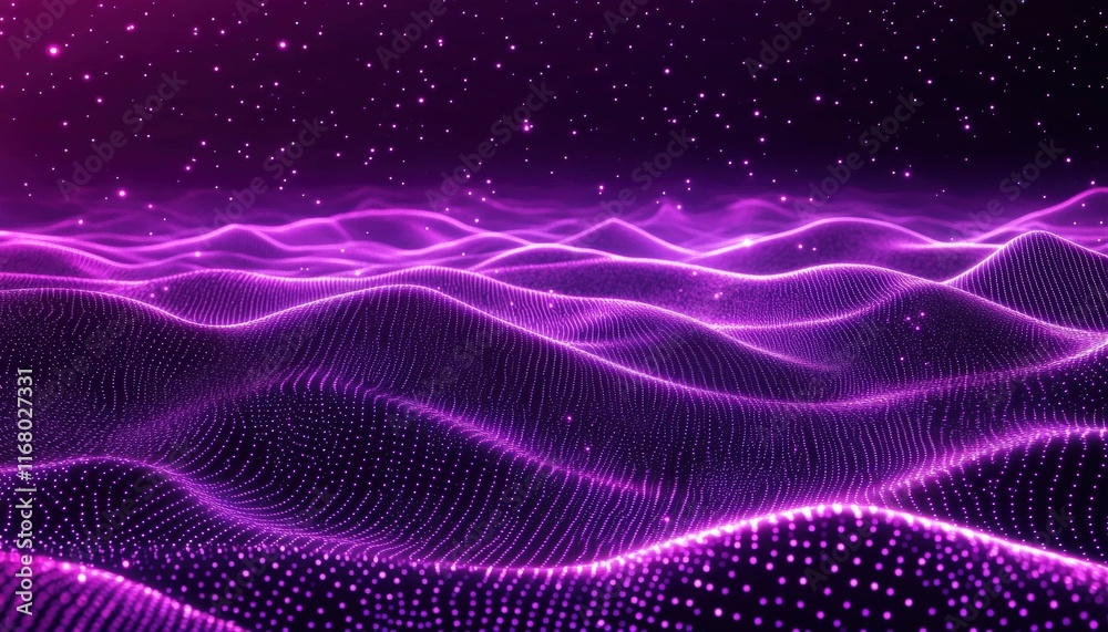 Abstract Purple Glowing Particle Wave Background Digital Art Futuristic Technology Sci Fi Landscape Abstract Purple Glowing Particle Wave Background Digital Art Futuristic Technology Sci Fi Landscape