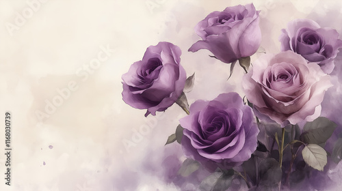 bouquet of purple roses on white