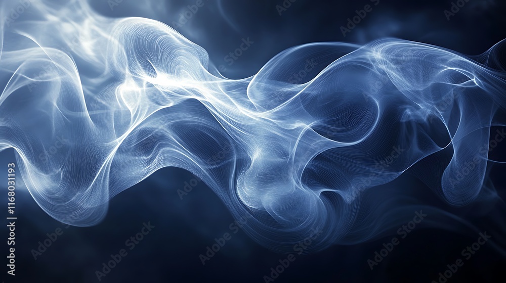 custom made wallpaper toronto digitalAbstract blue smoke waves on dark background.