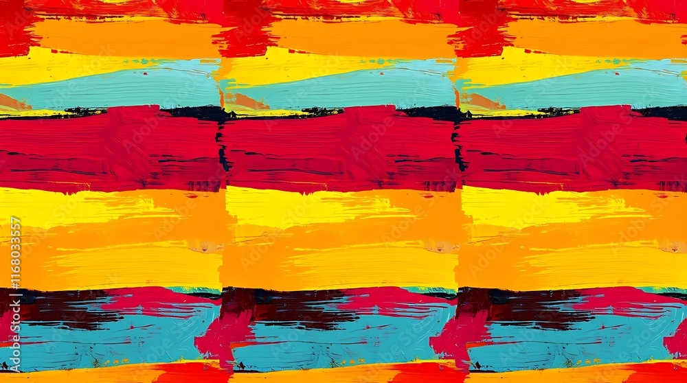 Balanced tones are achieved through contrasting colors in this bold acrylic painting. A flat seamless pattern utilizes vibrant complimentary colors and textured brushstrokes Balanced tones are achieved through contrasting colors in this bold acrylic painting. A flat seamless pattern utilizes vibrant complimentary colors and textured brushstrokes