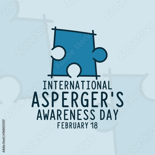 International Asperger's Awareness Day. February 18. Flat design vector. Poster, banner, card, background.