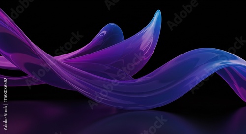 Abstract Purple Blue Liquid Flow Dynamic Curves 3D Render