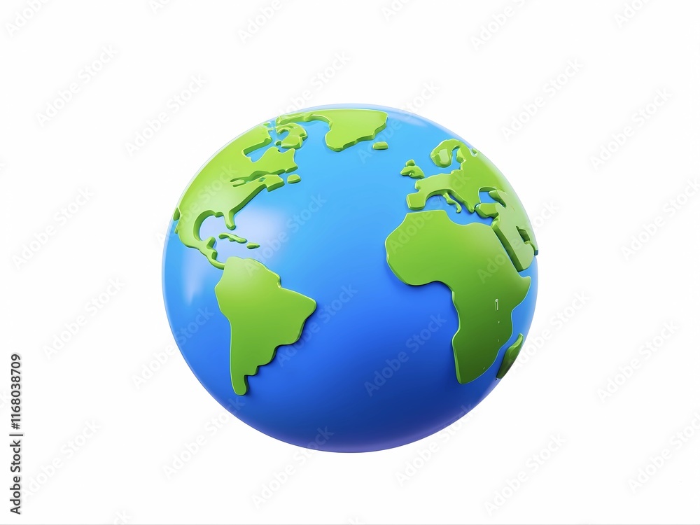 Blank white background 3D icon. planet earth,Minimalist cartoon design. 3D render object Blank white background 3D icon. planet earth,Minimalist cartoon design. 3D render object