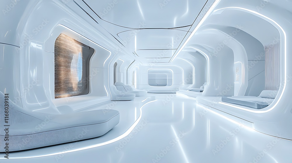 Obraz premium Modern interior design futuristic minimalism & digital aesthetics