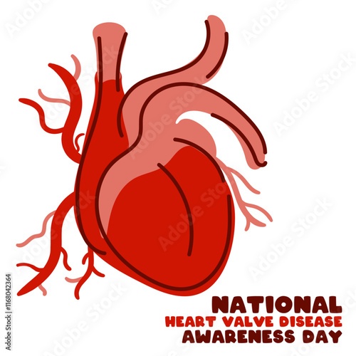 National Heart Valve Disease Awareness Day. February 22. Abstract heart design vector. White background. Poster, banner, card.