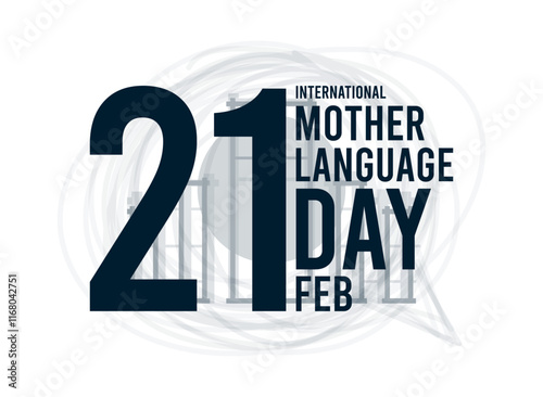 International Mother Language Day. February 21. Text design. Abstract background. Poster, banner, card, background.