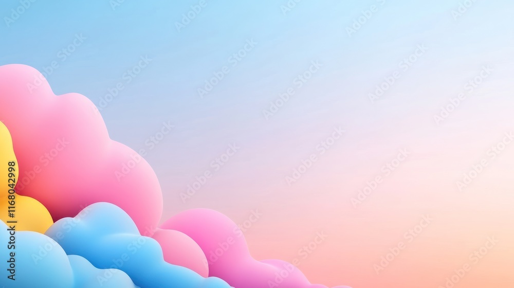 Soft, colorful clouds against a pastel sky create a serene atmosphere. Soft, colorful clouds against a pastel sky create a serene atmosphere.