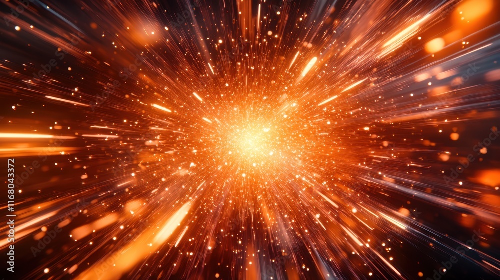 A vivid explosion of orange light and particles, creating a dynamic sense of movement and energy, reminiscent of cosmic events. A vivid explosion of orange light and particles, creating a dynamic sense of movement and energy, reminiscent of cosmic events.
