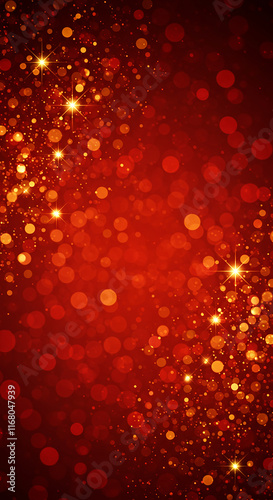 Red Festive Background Glittering Lights Bokeh Sparkles Holiday Design