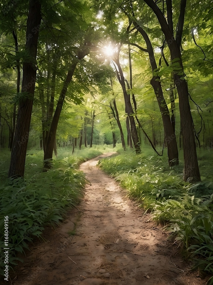 Obraz premium A serene path through a forest or field, symbolizing surrendering the year to God and walking in His plan.