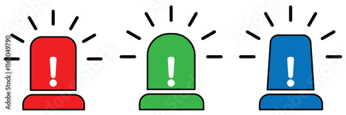 Emergency flashers siren icon set. alarm siren icon set eps 10.