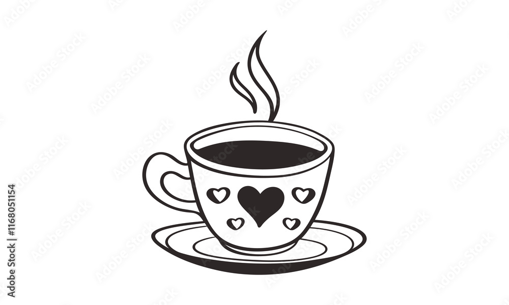 Obraz premium This title highlights the emotional warmth and love symbolized by the steaming coffee cup adorned with heart motifs, capturing the essence of a cozy and romantic moment.