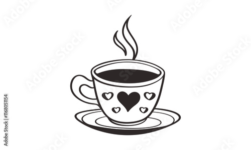 This title highlights the emotional warmth and love symbolized by the steaming coffee cup adorned with heart motifs, capturing the essence of a cozy and romantic moment.