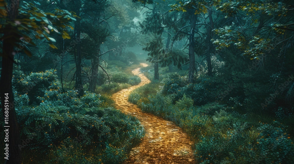 Fototapeta premium winding forest path disappearing into the trees