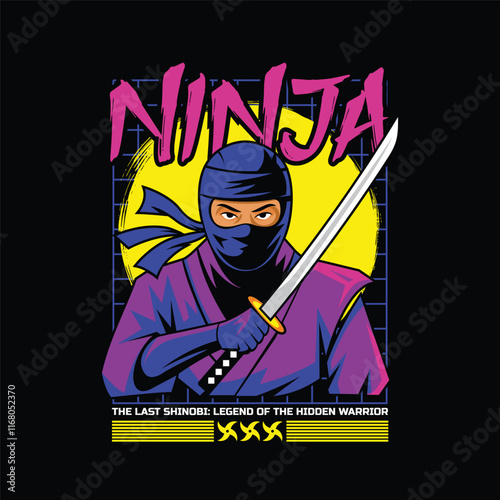 ninja t-shirt vector design with text 