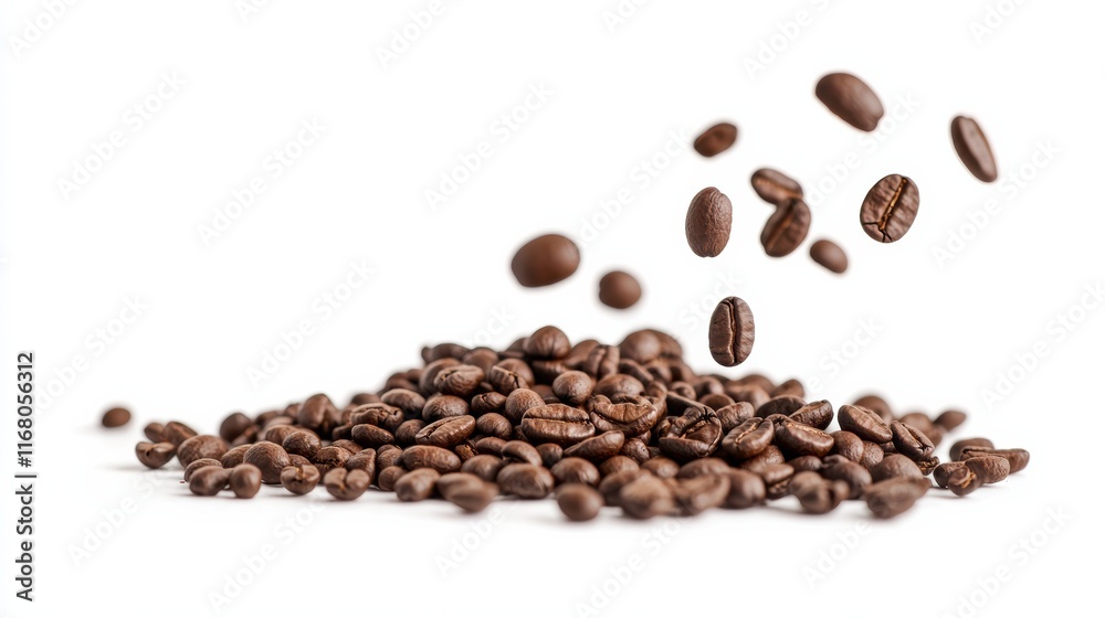 Falling coffee beans create dynamic scene with rich aroma Falling coffee beans create dynamic scene with rich aroma
