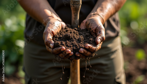 Hands Holding Soil for Gardening photo