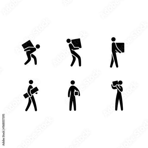 Sticky figure carry long box, small box, and big box