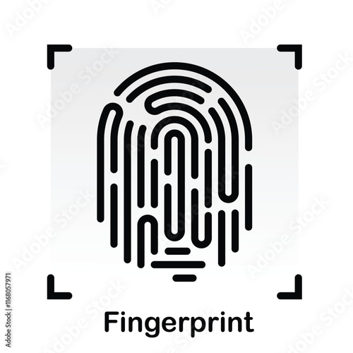 Fingerprint, Biometric Identification Silhouette Icon. Human Finger Print. Unique Thumbprint Pictogram.