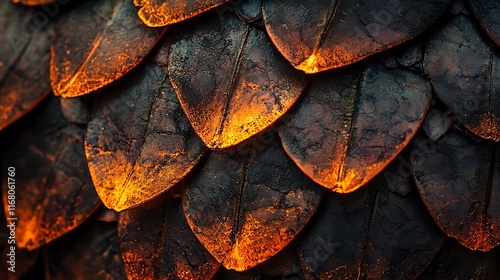 Fiery Dragon Scales: A Close-Up of Mythical Armor photo