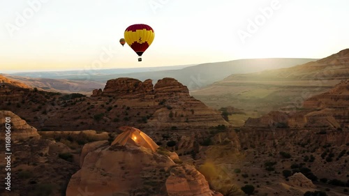 colorful hot air balloons floating above