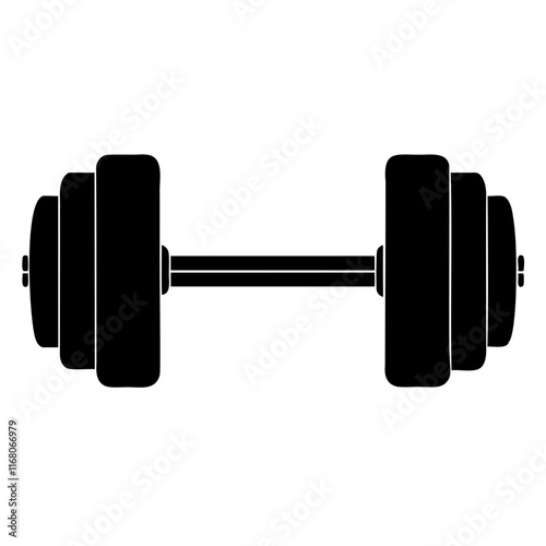 High-Quality Dumbbell Vector Illustration Black Silhouette on Clear Background