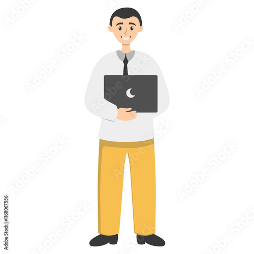 Illustration of People and Technology Device. Technology Addiction. Vector Character in Flat Cartoon Style.