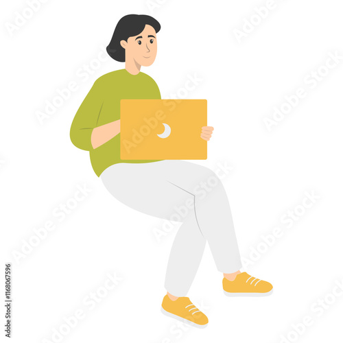 Illustration of People and Technology Device. Technology Addiction. Vector Character in Flat Cartoon Style.