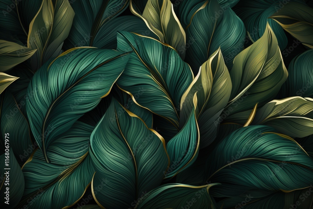 Lush Green Tropical Leaves in a Vector Background, Ideal for Nature-Themed Designs and Creative Projects with a Refreshing Aesthetic Lush Green Tropical Leaves in a Vector Background, Ideal for Nature-Themed Designs and Creative Projects with a Refreshing Aesthetic