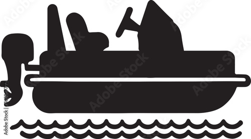 pontoon boat icon silhouette design vector art illustration