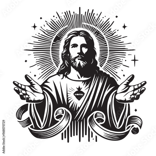Jesus Isolated Scribble Vector Illustration