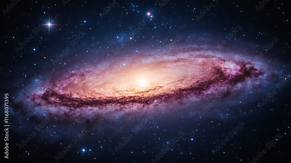 Naklejka premium Spiral galaxy in deep space with bright core.