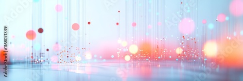 Digital Network Connection Matrix in 3D Cartoon Style with Glowing Lines and Nodes on White Background