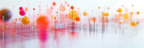 Glowing 3D Cartoon-Style Data Matrix on White Background