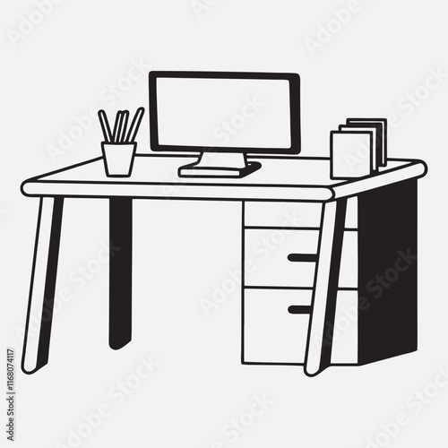 Wallpaper Mural Computer table silhouette vector illustration Torontodigital.ca