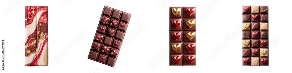 Delicious chocolate bars featuring colorful swirls and heart-shaped designs, perfect for celebrations or gifting. Delicious chocolate bars featuring colorful swirls and heart-shaped designs, perfect for celebrations or gifting.