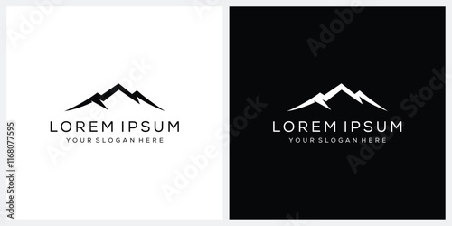 Simple Landscape Hills, Mountain Peaks logo design vector template