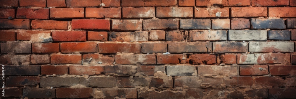 Obraz premium Old Red Brick Wall Texture with Rustic Appearance Ideal for Backgrounds and Design Projects