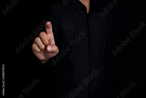 The index finger seems to be touching stock charts and financial charts. Stock market financial volume analysis of the stock market with Graph technology and holograph charts.