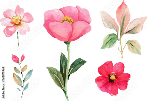 Wallpaper Mural set of flowers isolated Torontodigital.ca