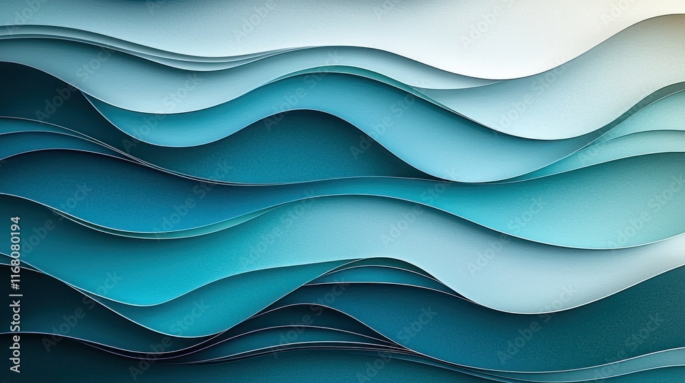 Layers of Teal and Blue Abstract Paper-Cut Design with Soft Shadows for Depth Layers of Teal and Blue Abstract Paper-Cut Design with Soft Shadows for Depth