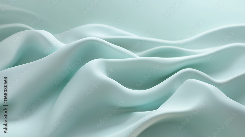 Obraz premium Abstract Light Green Fabric Waves Draped Softly