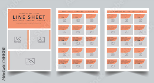 Line Sheet Template, Wholesale Template Layout with 3 page