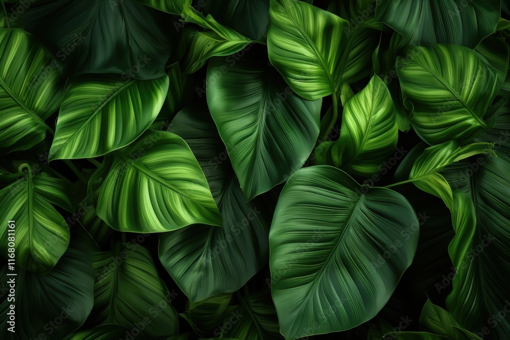 Lush Tropical Green Leaves with Intricate Textures Perfect for Nature and Environmental Themes in Stock Photography Lush Tropical Green Leaves with Intricate Textures Perfect for Nature and Environmental Themes in Stock Photography
