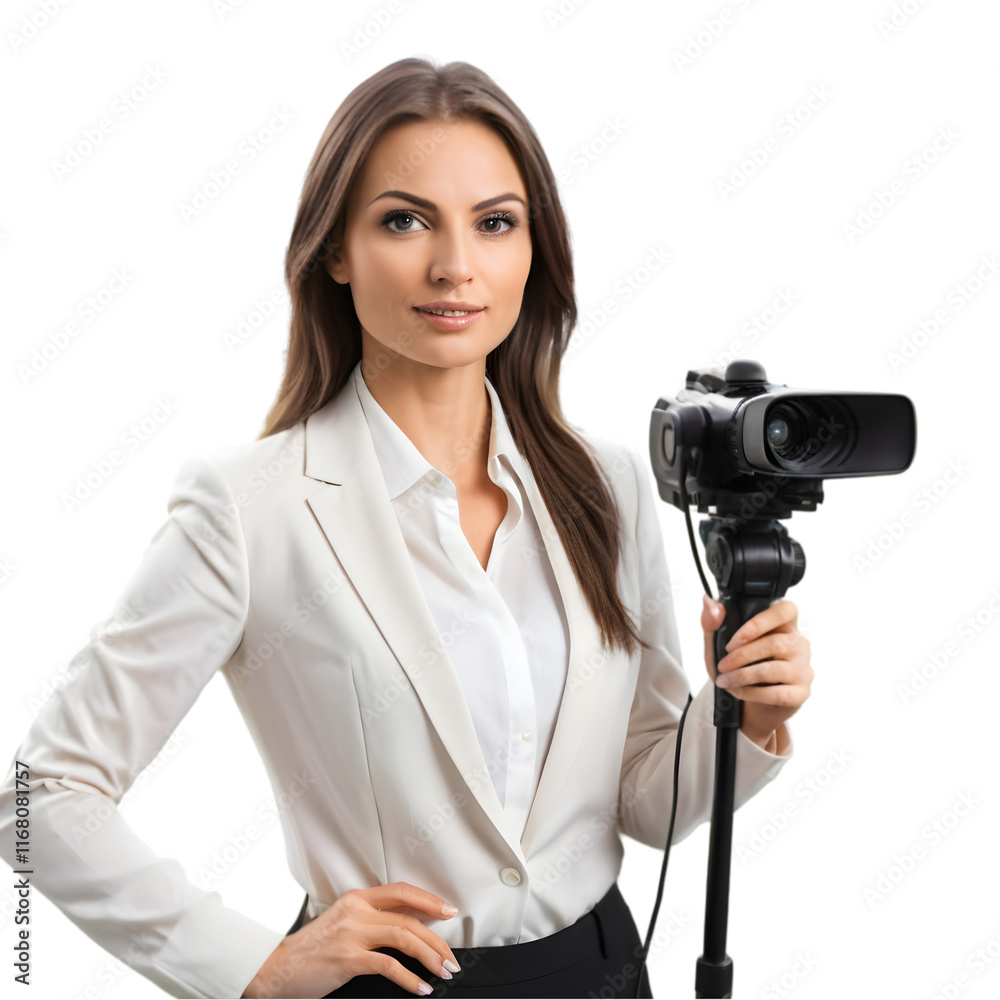 woman with camera ON WHITE BACKGROUND woman with camera ON WHITE BACKGROUND