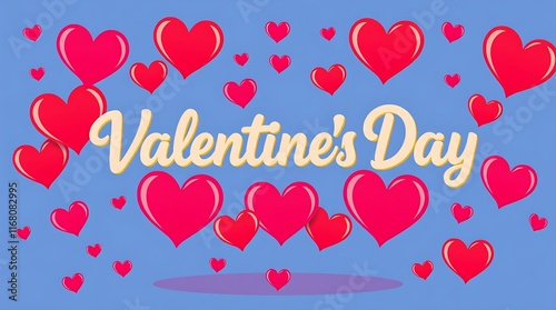 Modern flat design Valentine's Day photograph employing bright vibrant colors lively energy simple two-dimensional shapes and bold outlines.